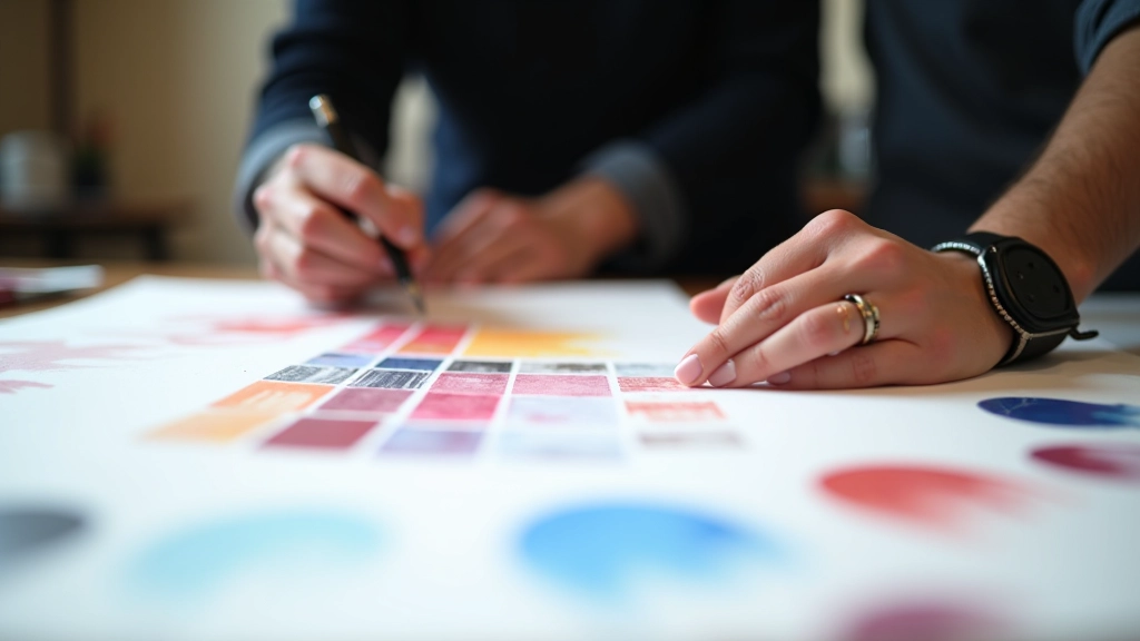 Designer arbeitet an Farbverlauf-Komposition und Textur-Planung